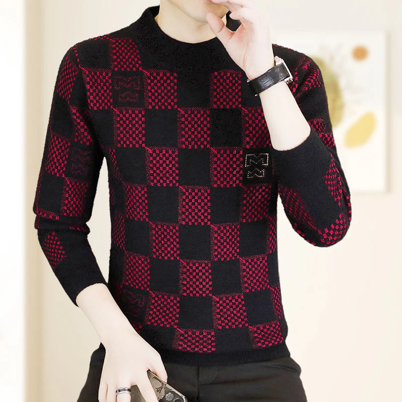 Men‘s Plaid Printed Thickened Pullover