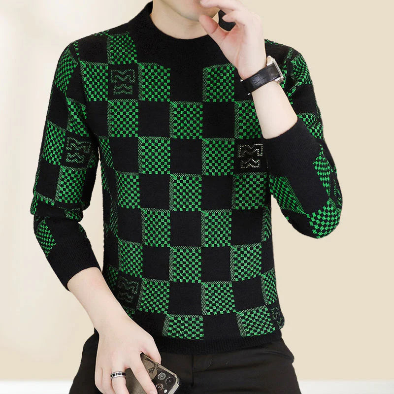 Men‘s Plaid Printed Thickened Pullover