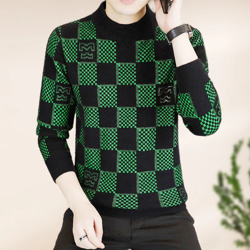 Men‘s Plaid Printed Thickened Pullover