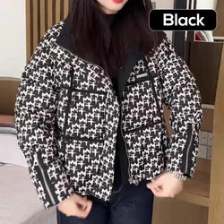 Women's Fashion Houndstooth Padded Jacket