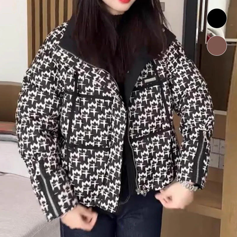 Women's Fashion Houndstooth Padded Jacket